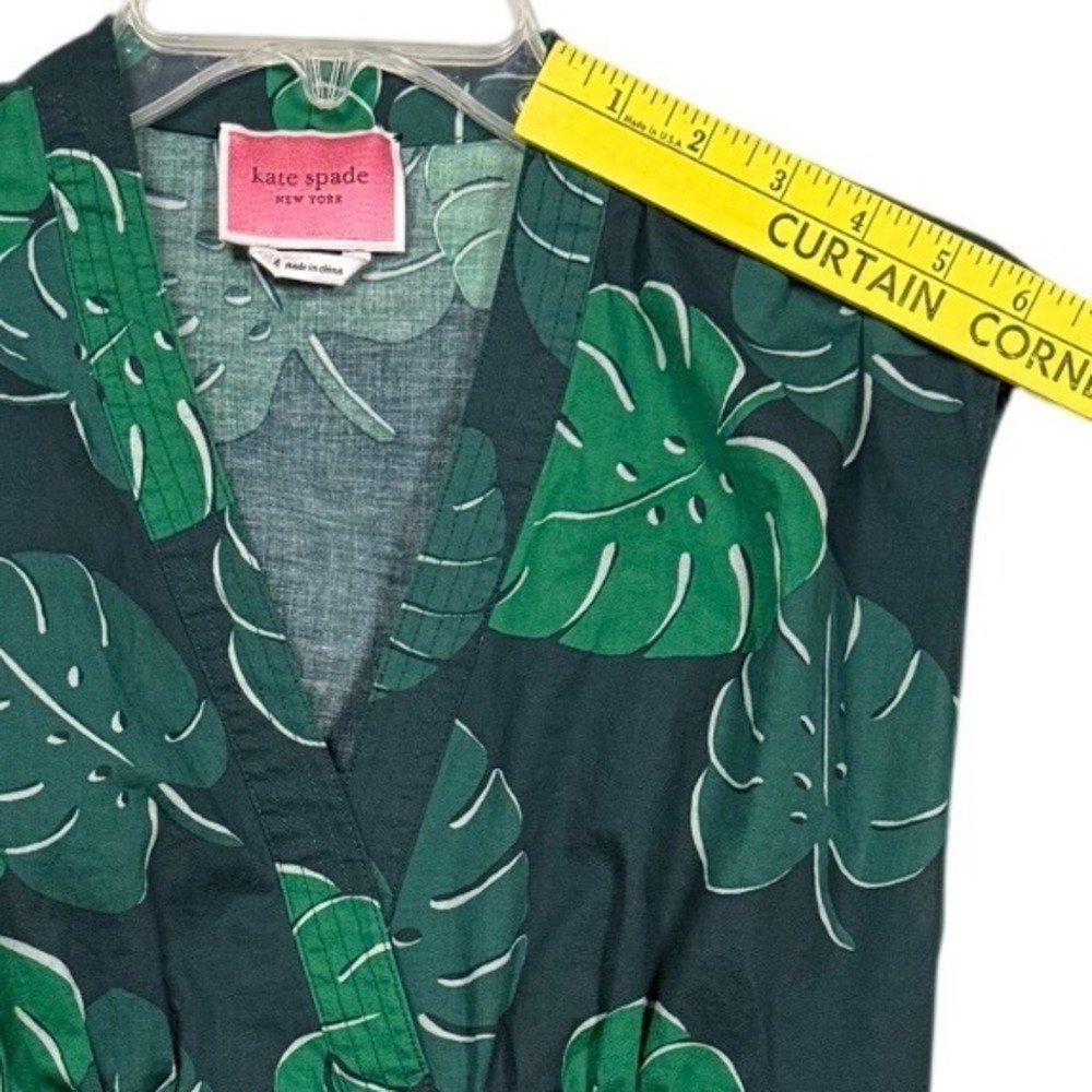 KATE SPADE Monstera Leaves Poplin Bow Dress, Size 4 - Picture 7 of 11